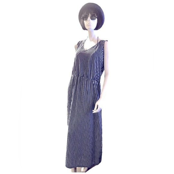 Como Vintage Blue & White Stripes Beach Coverup, Size PL - Picture 1 of 4